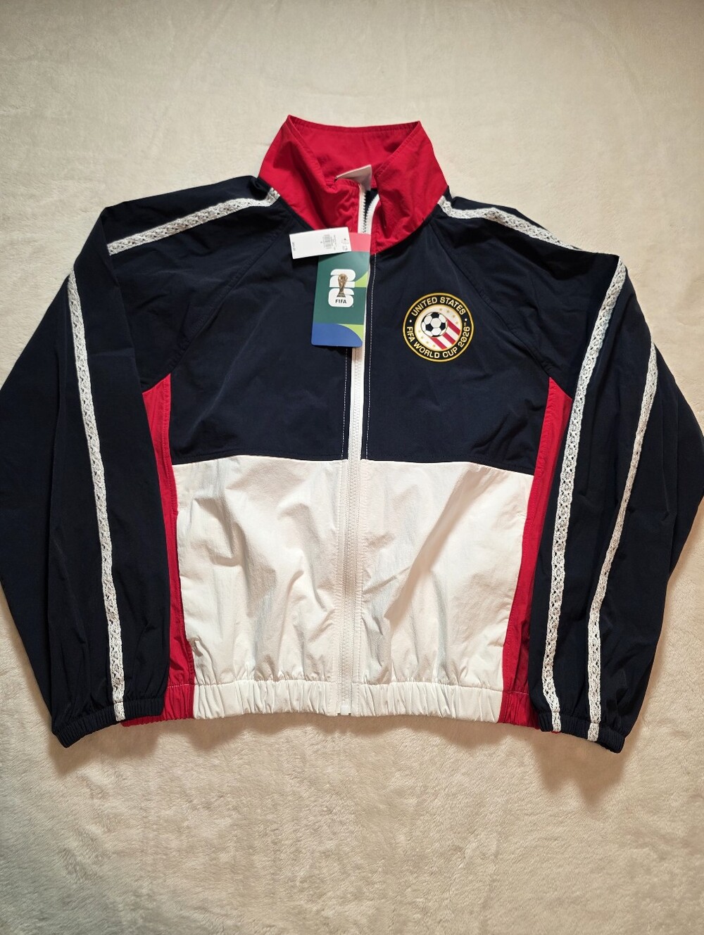 Old Navy FIFA World Cup 2026 USA Full Zip Track Jacket Cropped Womens Small NWT